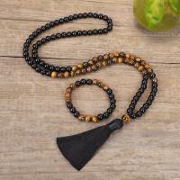 Sweater Chain Necklace Tiger Eye with Nylon plated fashion jewelry & Unisex 160mm Sold Per 33.85 Inch Strand