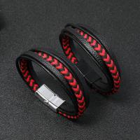 PU Leather Cord Bracelets with Zinc Alloy plated fashion jewelry & Unisex 20.5-22.5CM Sold By Strand