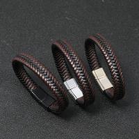 PU Leather Cord Bracelets with Zinc Alloy plated fashion jewelry & Unisex longuff1a20.5-22.5CM widthuff1a1.2CM Sold By Strand