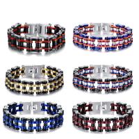 Stainless Steel Jewelry Bracelet, plated, fashion jewelry & different styles for choice & for man, more colors for choice, 215x16mm, Sold By PC