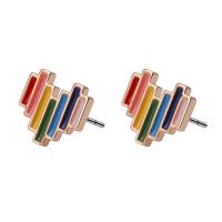 Tibetan Style Stud Earring, fashion jewelry & enamel, multi-colored, 2Pairs/Bag, Sold By Bag
