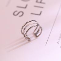 cobre Cuff Ring Finger, banho de cor prata antiga, para mulher, níquel, chumbo e cádmio livre, Diametro interno:Aprox 17mm, vendido por PC