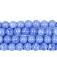 Prirodni Plavi ahat perle, Blue Agate, Krug, možete DIY & različite veličine za izbor, plav, 8mm, Približno 45računala/Strand, Prodano Per Približno 14.2 inčni Strand