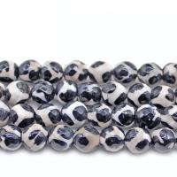 Naturlige Lace Agate perler, blonde agat, Runde, du kan DIY, hvid og sort, 8mm, Ca. 45pc'er/Strand, Solgt Per Ca. 14.2 inch Strand