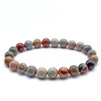 Gemstone Bracelets, Picture Jasper, Round, Unisex & different size for choice, multi-colored, Sold By Strand
