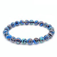 Fashion Turquoise Bracelets, Round, Unisex & different size for choice, blue camouflage, Sold By Strand