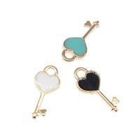 Tibetan Style Enamel Pendants, Key, plated, different color and pattern for choice & DIY, more colors for choice, 16*7*2mm, Hole:Approx 2mm, 100PCs/Bag, Sold By Bag