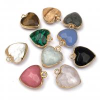 Gemstone Pendants Jewelry with Zinc Alloy Heart gold color plated DIY & faceted Sold By PC