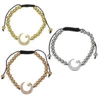 Cubic Zirconia Micro Pave Brass Bracelet, with Polyester Cord, plated, Adjustable & micro pave cubic zirconia & for woman, more colors for choice, 23x18mm,6mm, Sold Per Approx 5-10 Inch Strand