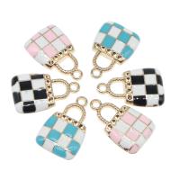 Tibetan Style Enamel Pendants, Handbag, plated, different color and pattern for choice & DIY & different styles for choice, more colors for choice, 21*14*2mm, Hole:Approx 2mm, 100PCs/Bag, Sold By Bag