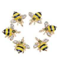 Zinc Alloy Enamel Pendants Bee plated DIY yellow 19*17*5mm Approx 2mm Sold By Bag