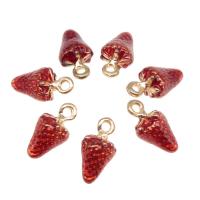 Tibetan Style Enamel Pendants, with enamel, Strawberry, plated, DIY, red, 15*8mm, Hole:Approx 2mm, 100PCs/Bag, Sold By Bag