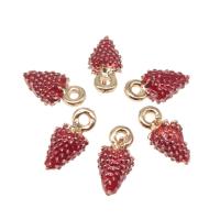 Tibetan Style Enamel Pendants, with enamel, Strawberry, plated, DIY, red, 16*18mm, Hole:Approx 2mm, 100PCs/Bag, Sold By Bag