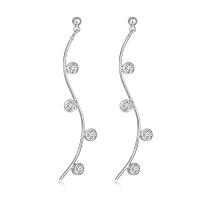 Brass Drop Earring platinum plated micro pave cubic zirconia & for woman nickel lead & cadmium free Sold By Pair