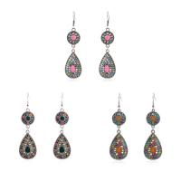 Tibetan Style Drop Earrings, plated, vintage & Bohemian style & for woman & enamel, more colors for choice, nickel, lead & cadmium free, 20x73mm, Sold By Pair