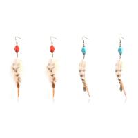 Fashion Feather Earring Zinc Alloy plated vintage & for woman nickel lead & cadmium free Sold By Pair