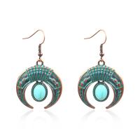 Tibetan Style Drop Earrings, Horn, plated, vintage & Bohemian style & for woman, more colors for choice, nickel, lead & cadmium free, 28x49mm, Sold By Pair