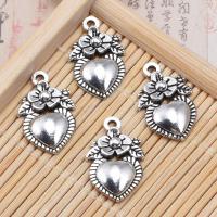 Tibetan Style Heart Pendants, antique silver color plated, vintage, nickel, lead & cadmium free, 19x12mm, 150PCs/Bag, Sold By Bag