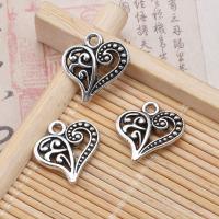 Tibetan Style Heart Pendants, antique silver color plated, vintage, nickel, lead & cadmium free, 14x14mm, 150PCs/Bag, Sold By Bag