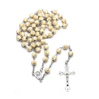 Rosary Necklace Plastic Cross plated fashion jewelry & Unisex 8mm 2.2*3.8CM 16cm 40cm 56cm Sold By Bag