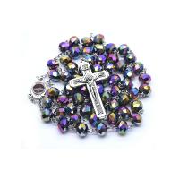 Rosary Necklace Crystal plated fashion jewelry & Unisex 8*10mm 3*5CM 1.5*2cm 17.5uff23uff2d 41cm 58.5cm Sold By Bag