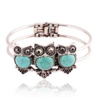 Bijoux de bracelet en alliage de zinc, avec turquoise, bijoux de mode, bleu, 6.3cm, Vendu par PC