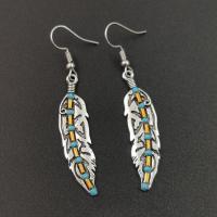 Turquoise Earring Zinc Alloy with turquoise fashion jewelry silver color Sold By Pair