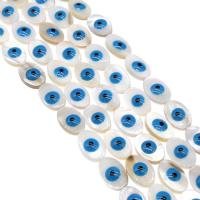 Perles de bijoux mode Evil Eye, coquille, ellipse, DIY, bleu, 15*10*5mm, Vendu par brin