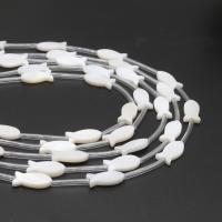 Natural White Shell Beads Fish DIY white 8*17*3mm Sold By Bag