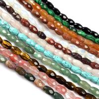 Gemstone Jewelry Beads, Natural Stone, plated, DIY & faceted, more colors for choice, 6x9mm, Approx 20PCs/Strand, Sold Per Approx 7.9 Inch Strand