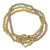 Cubic Zirconia Micro Pave Brass Bracelet, plated, micro pave cubic zirconia & for woman & multi-strand, mixed colors, 21x18.5mm,4mm, Sold Per Approx 6 Inch Strand