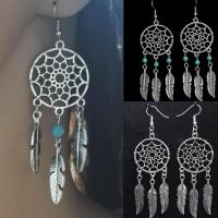Zinc Alloy Drop Earrings with turquoise fashion jewelry Sold By Pair