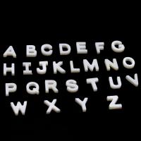 Natural Freshwater Shell Beads Alphabet Letter DIY white 10*9*3mm Sold By Bag