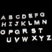 White Lip Shell Beads Alphabet Letter DIY white 10*9*3mm Sold By Bag