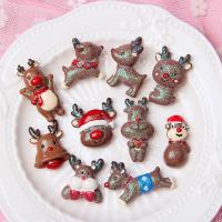 Christmas Cabochons, Resin, Deer, Christmas Design & DIY & different styles for choice & enamel, more colors for choice, 50PCs/Bag, Sold By Bag
