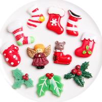 Christmas Cabochons, Resin, Christmas Design & DIY & different styles for choice, more colors for choice, 50PCs/Bag, Sold By Bag