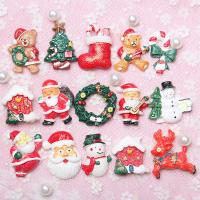 Cabochons Navidad, resina, Diseño de Navidad & Bricolaje & diferentes estilos para la opción & esmalte, más colores para la opción, 50PCs/Bolsa, Vendido por Bolsa
