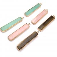 Gemstone Pendants Jewelry with Brass Rectangle gold color plated DIY Sold By PC