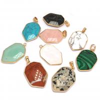Gemstone Přívěsky Šperky, Drahokam, s Mosaz, barva pozlacený, DIY & s drahokamu, více barev na výběr, 25x35mm, Prodáno By PC
