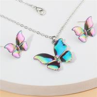 Zinc Alloy Jewelry Sets Stud Earring & necklace colorful plated for woman nickel lead & cadmium free Length Approx 9.8 Inch Sold By Bag