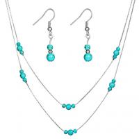 Tibetan Style Jewelry Sets, earring & necklace, with turquoise, 2 pieces & fashion jewelry, more colors for choice, Sold By Set