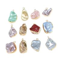 Shell Pendants, with Brass, Nuggets, plated, different color and pattern for choice & DIY, more colors for choice, 23*14*7mm, Hole:Approx 2mm, 10PCs/Bag, Sold By Bag