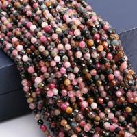 Gemstone Jewelry Beads, Tourmaline, Round, plated, DIY & different size for choice & faceted, Sold By Strand