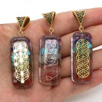Gemstone Pendants Jewelry Natural Stone with Resin Rectangle DIY Sold By PC