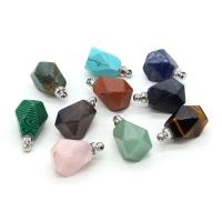 Natural Stone Perfume Bottle Pendant, silver color plated, DIY, more colors for choice, 25x37mm, Sold By PC
