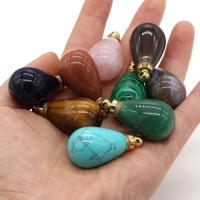 Natural Stone Perfume Bottle Pendant Teardrop gold color plated DIY Sold By PC