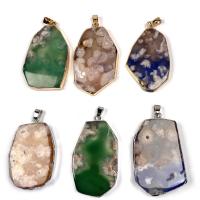 Agate Jewelry Pendants irregular gold color plated DIY 30x50- Sold By PC