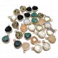 Gemstone Pendants Jewelry, Natural Stone, Leaf, plated, DIY, 10-30mm, Sold By PC