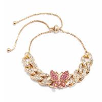 Zinc Alloy Bracelet with iron chain plated for woman & with rhinestone Sold Per Approx 7-12 Inch Strand