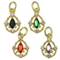 Cubic Zirconia Micro Pave Brass Pendant, gold color plated, micro pave cubic zirconia & hollow, more colors for choice, 8x12x3.5mm, Hole:Approx 3.5mm, 20PCs/Lot, Sold By Lot